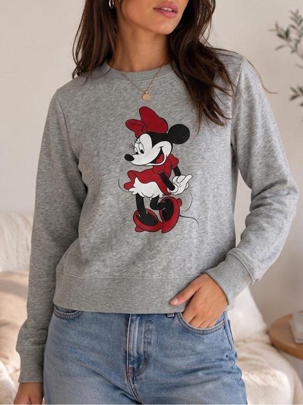 Disney x Kate Spade Minnie Mouse Gray Sweatshirt Size Small